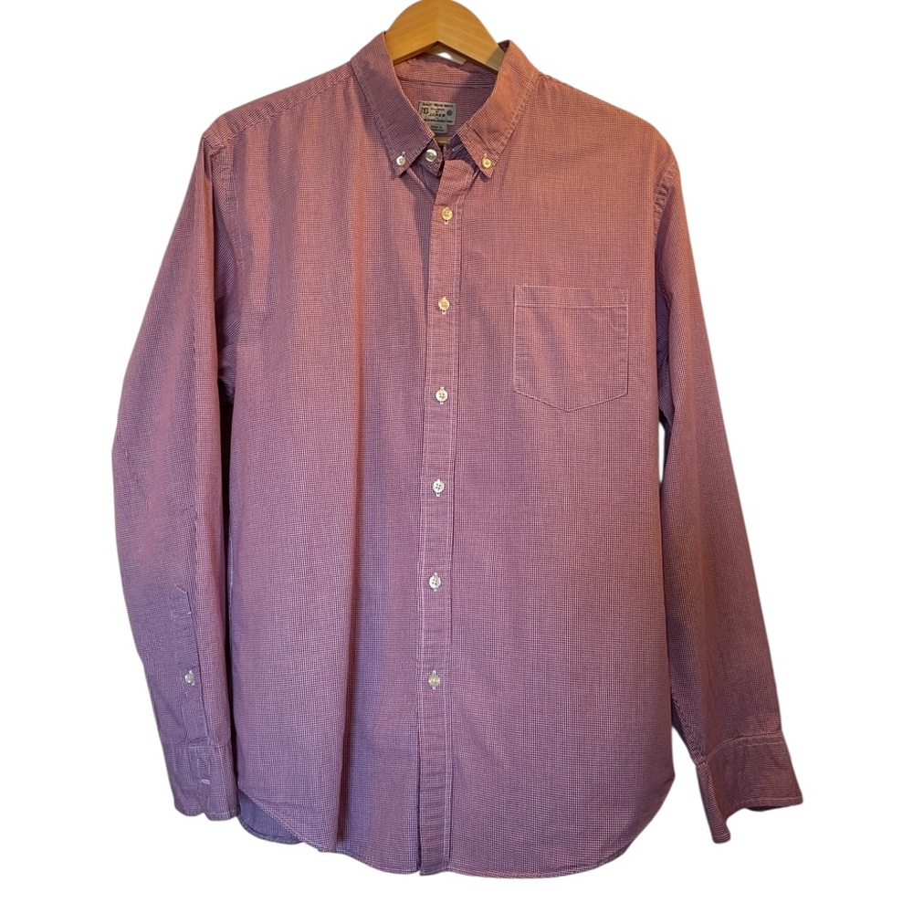 J. CREW Red/White Checkered Cotton Long Sleeve Button-Down Shirt - Size XL